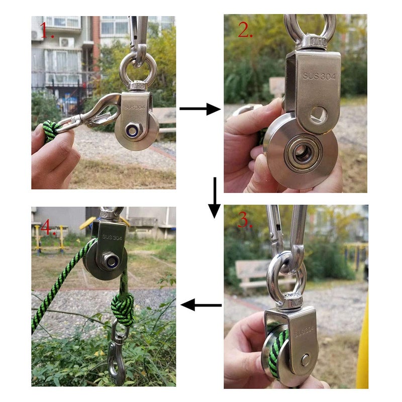 Heyous 1-Pack V Type Swivel Pulley 304 Stainless Steel Duplex Bearing Super-Silent Detachable 360 Degree Rotation Heavy Duty Traction Wheel - Image 5